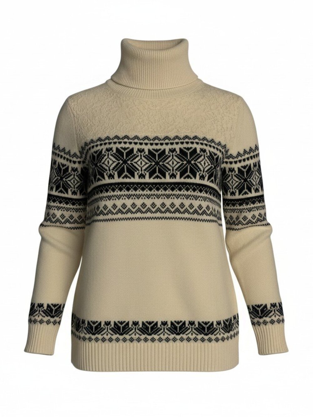 Cream Turtleneck Fair Isle Sweater - Talbots Size S